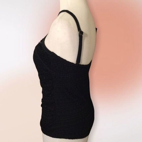 Island Escape Black Lace Halter Top Long Tankini Top Size 6 - Picture 3 of 9